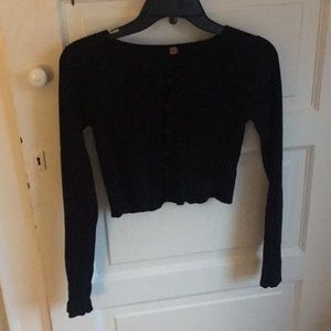 Cropped button down sweater